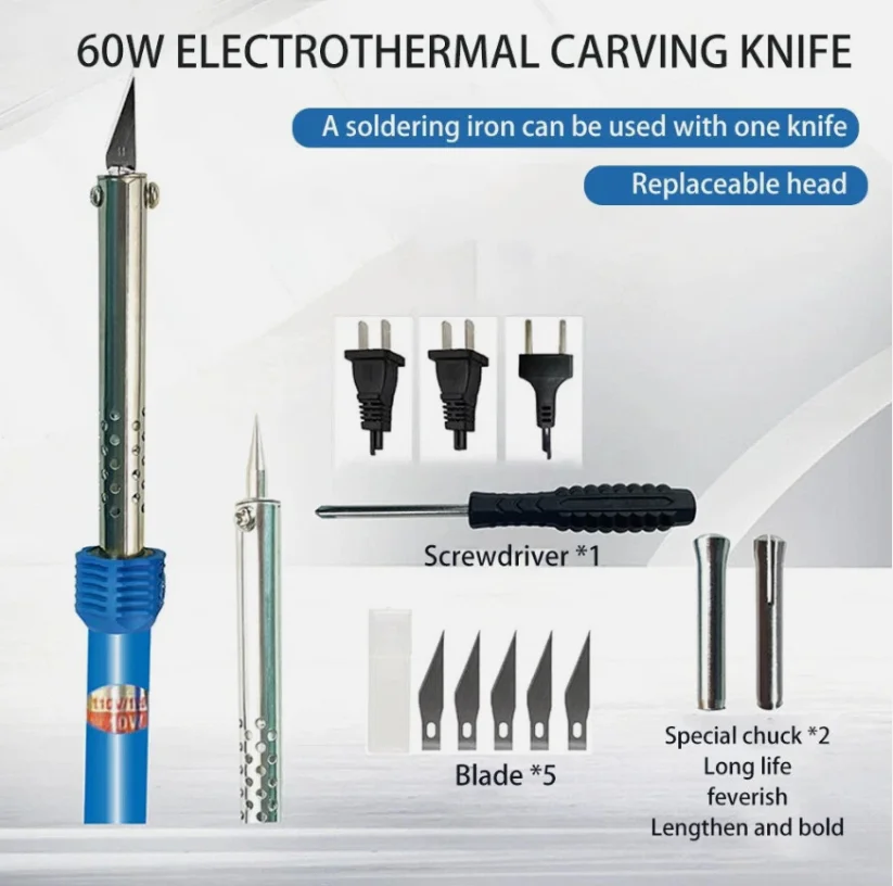 9Pcs Electric Hot Knife Cutter Tool Kit With Soldering Iron Multipurpose Carving Tool For Plastic Vinyl US EU Plug