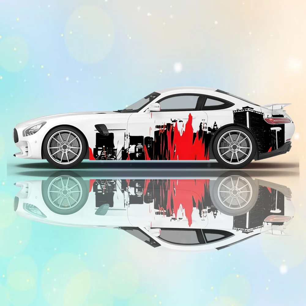 

City Silhouette Colorful Car Vinyl Wraps Decal Self-adhesive PVC Sticker Suitable for Trucks SUV Decor Auto Accessories Gift