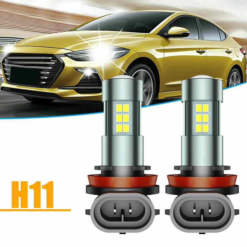 

2pcs Car Tuning H11 LED Headlight Bulb Kit High Low Beam DRL Fog Light 55W 6000K 8000LM Security Protection Car Accessories