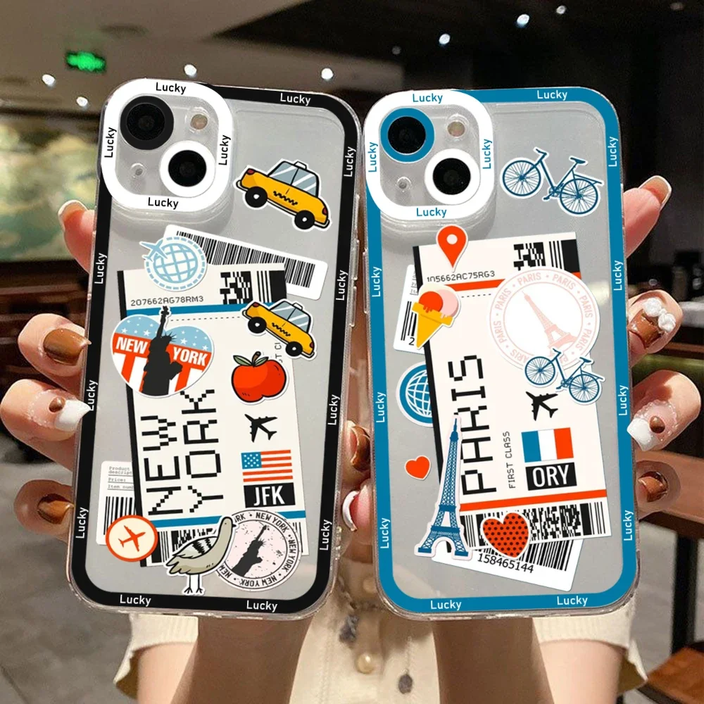 World City Travel Tokyo New York London Clear Phone Case For iPhone 15 14 13 12 Mini 11 Pro Max X XR XS 7 8 Soft Silicone Cover