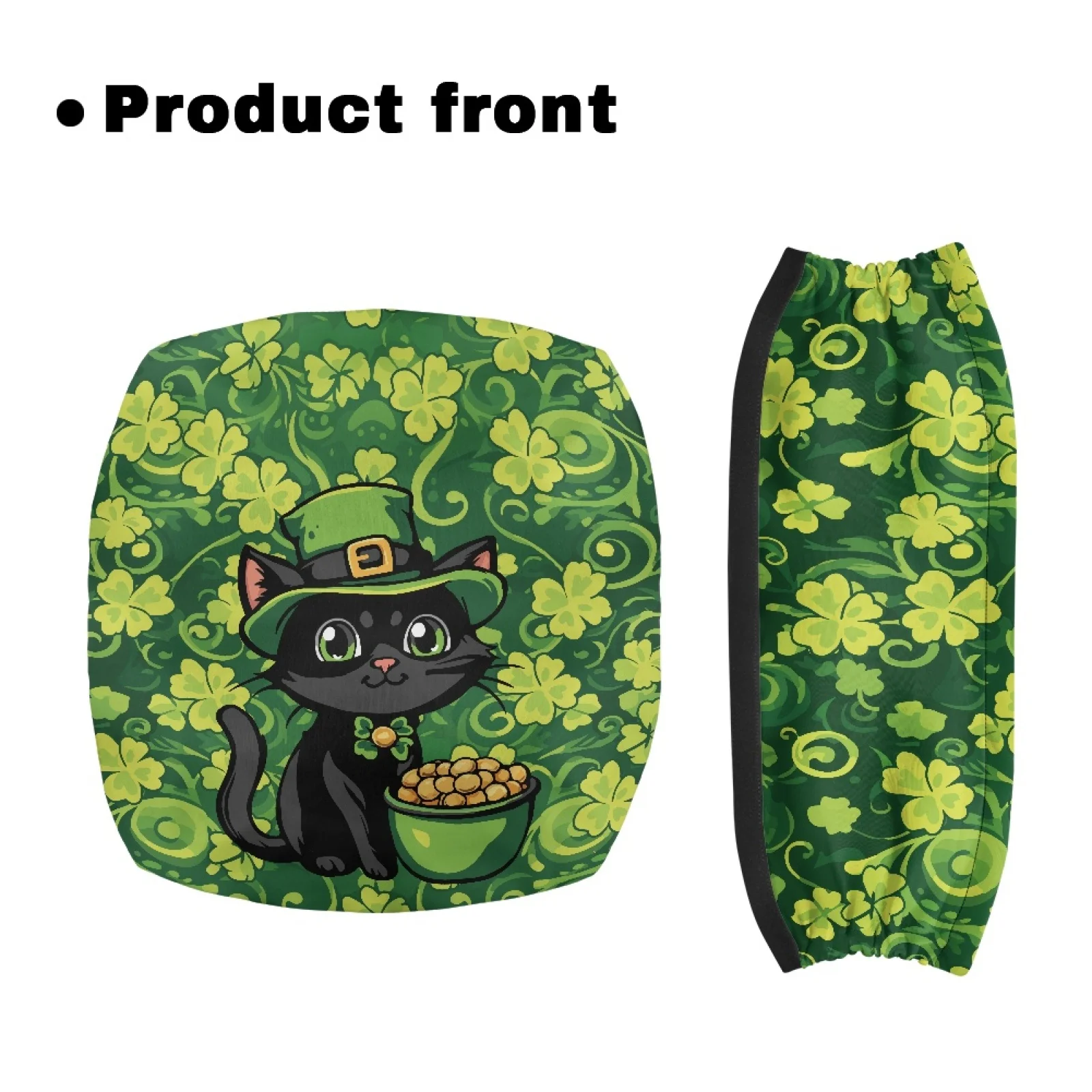 Coloranimal Wrinkle Free Easy Install 2 Pcs Walker Seat Covers for Women Friends for Outdoor Park St. Patrick's Black Cat