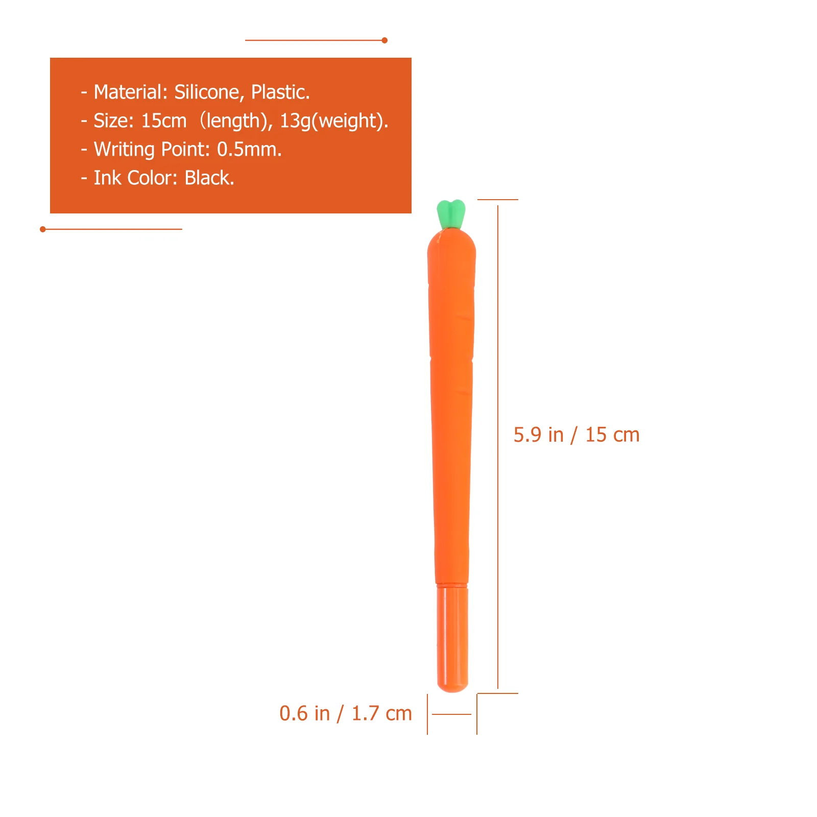 카와이 만년필 만년필, 만화 당근 모양 볼펜, 오렌지 블랙, 12 팩