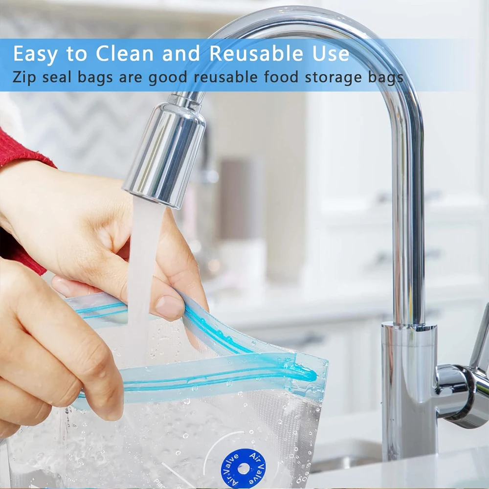 Reusable Vacuum Sealer Bags Vacuum Food Storage Bags Freezer Safe Vacuum Food Storage Bags with USB Pump and Clips