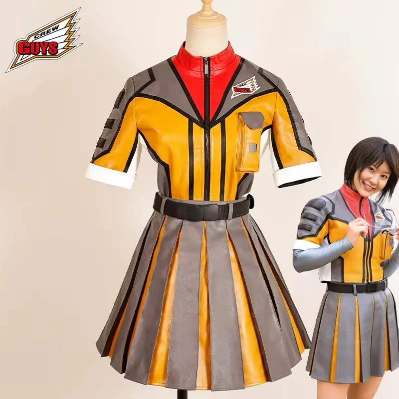 

Women’s Cosplay Costume PU Faux Leather Embroidered Badge Pleated and Structured Fitted Cropped Style Standout Outfit For stage