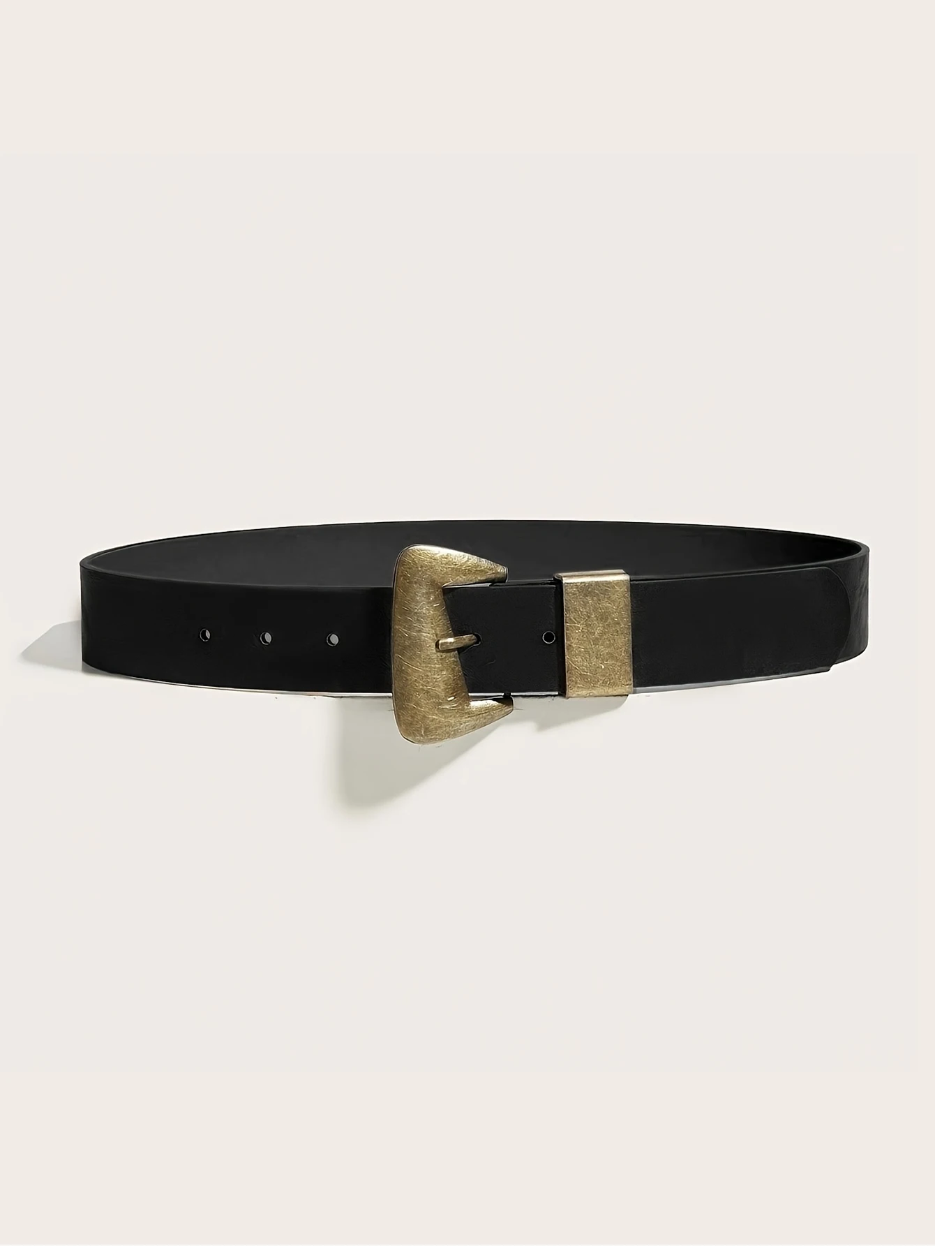 1Pc Women's Belt, Boho Belts, Rodeo, Cowgirls, Western Belts, Belt for Women, Y2K Belts, Retro Casual Simple Antique Bronze Gold Irregular Large Buckle Black Medium Width Belt, Suitable for Pairing with Pants, Shirts, Sweaters, Coats, for Parties, Daily Wear, Holiday Gifts