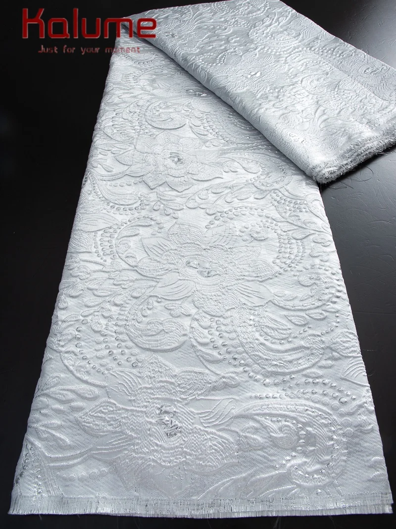 

Kalume African Nigerian Damask Lace Fabric 2025 Brocade Jacquard Lace Fabric 5 Yards French Gold Line Lace For Women Dress F4442