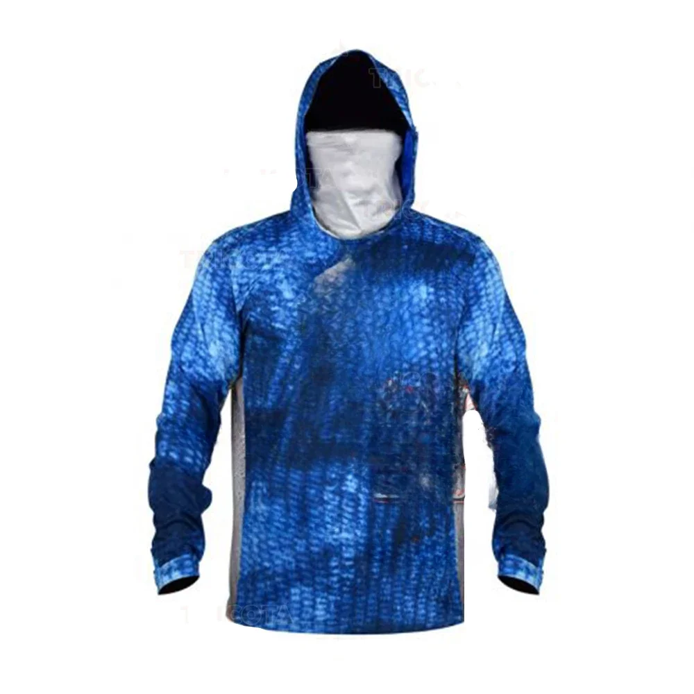 UPF50  Fish Hoodies Men Mask Cap Hoody Fishing Shirts Camisa Angling Tops Wear  Moisture Wicking