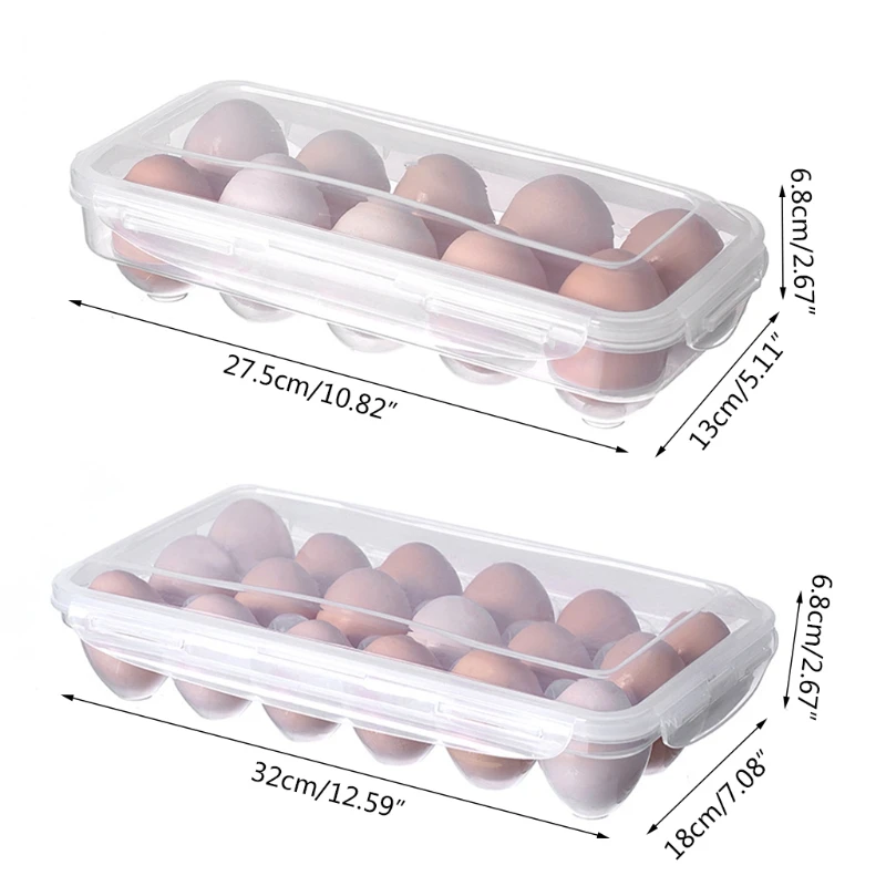 10/18 Grid Egg Storage Box Eggs Tray with Lid Kitchen Refrigerator Egg Rack Container Holder Fridge Organizer