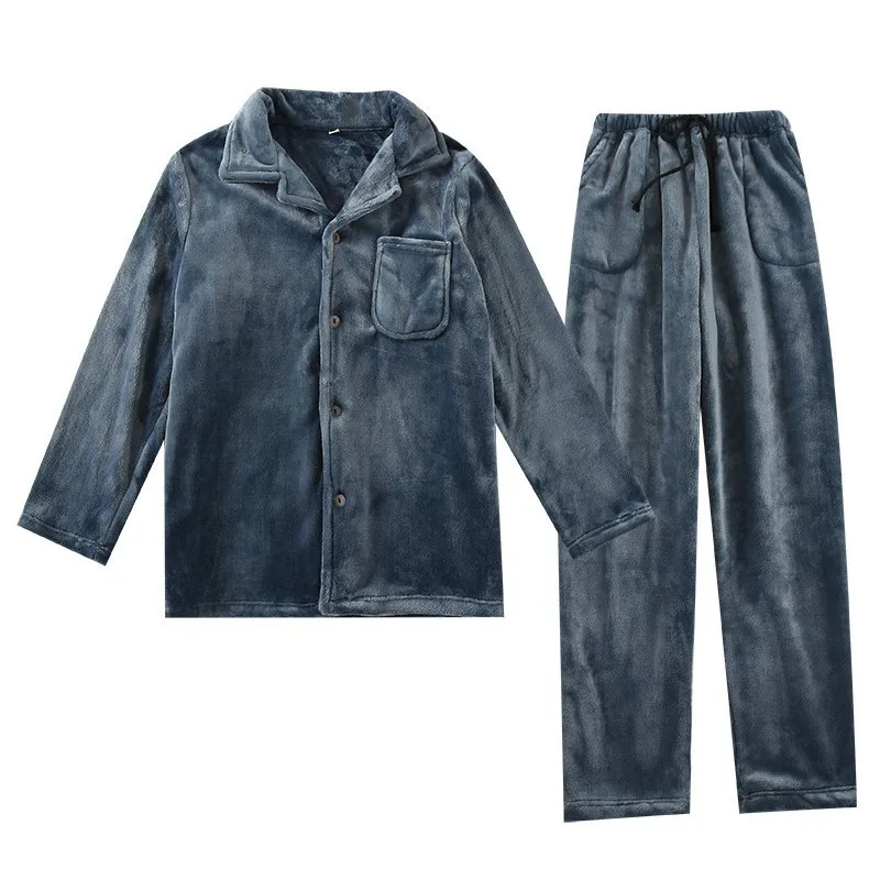 Pigiama da uomo Indumenti da notte caldi da uomo Flanella Inverno Pigiama spesso Maschile Manica lunga spessa Pijama Pigiama casual in pile Sonno
