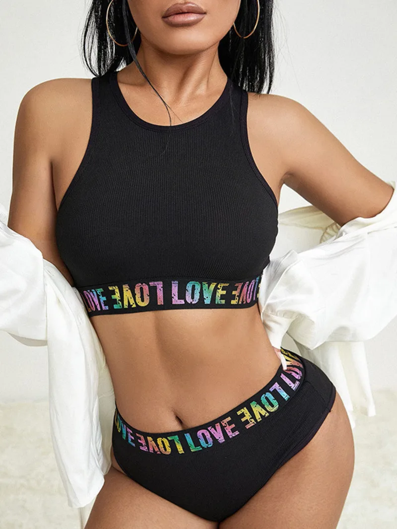 

Running Vest Women's Sports Sports Close-fitting Fashion Women Shorts Two Piece Set Colour Letter Slimming Sexy Sweet Suit CQE2