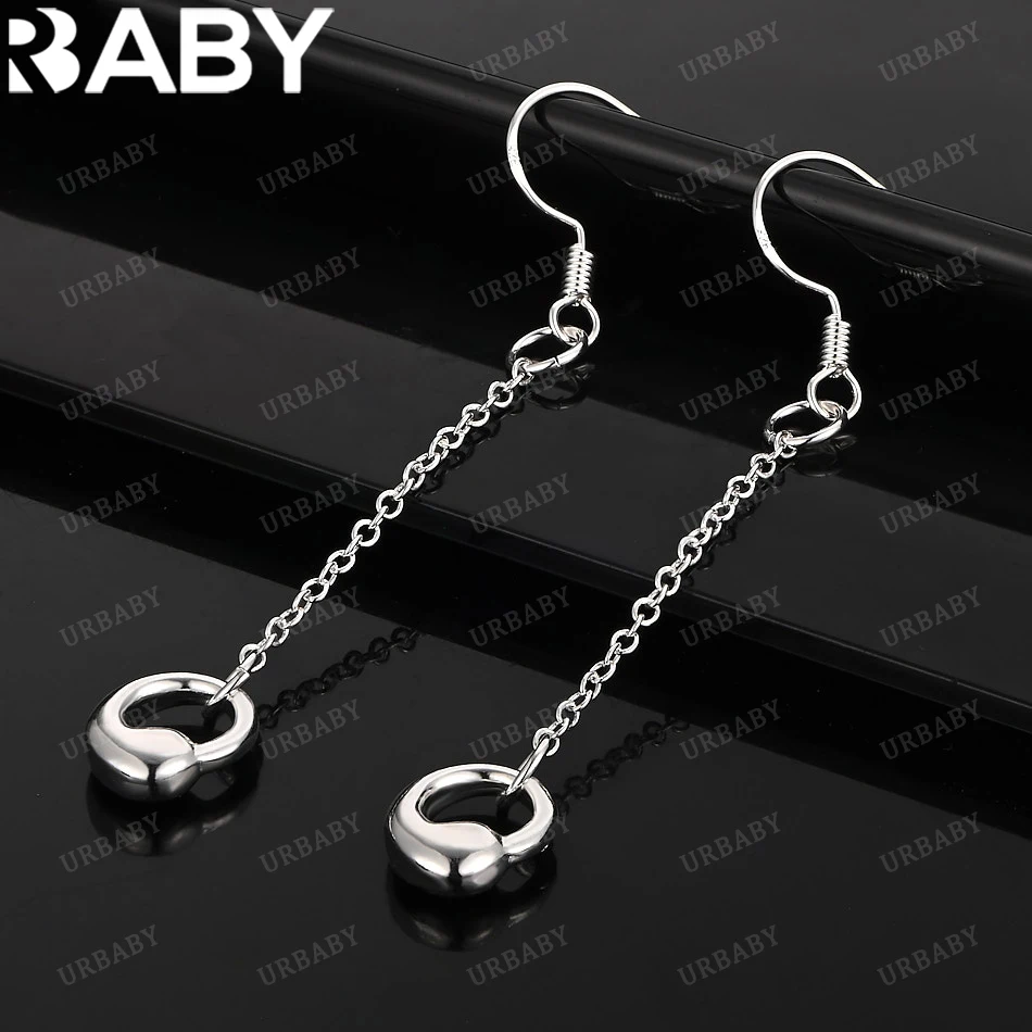 

URBABY 925 Sterling Silver Earrings Round Water Drop Drop Earrings For Women Jewelry Fashion Party and Daily Wear