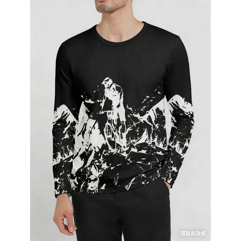 

Black and White Artistic Riding Motorcycle 3D Print Long Sleeve | Trendy Abstract Casual Fashion Street Style Top