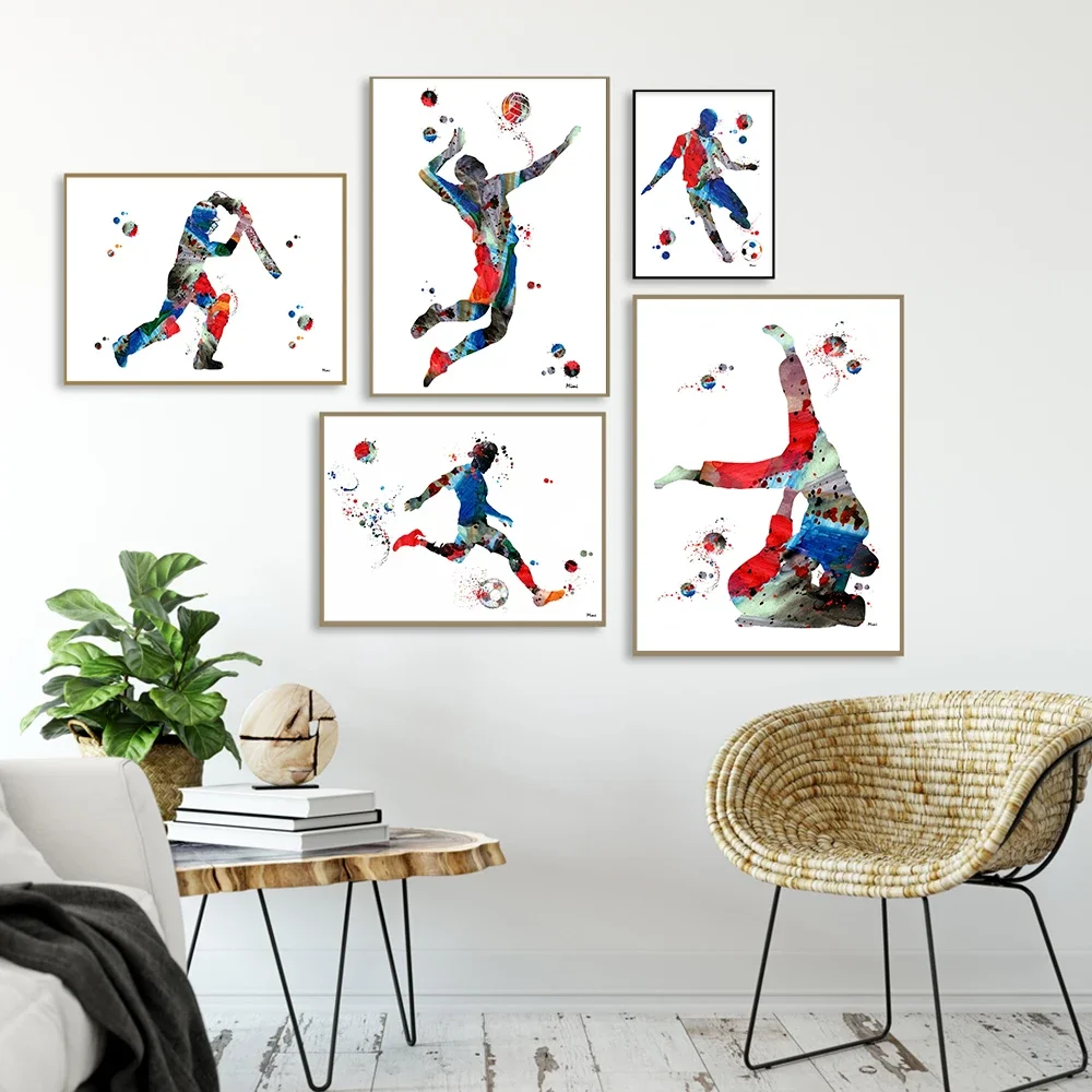 Póster nórdico de voleibol para chica, jugador de pelota de mano, pintura en lienzo deportiva para hombre, cuadros de pared modernos para decoración del hogar y la sala de estar
