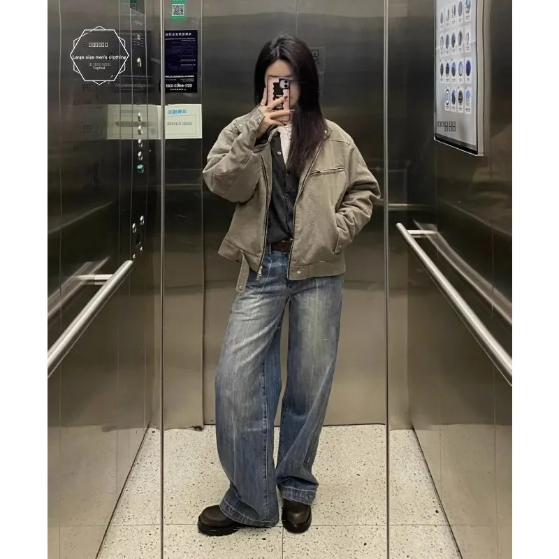 

Свободная мужская куртка в американском ретро-стиле, весенняя, приталенная, в стиле Детройт, для подростков, модная, повседневная, хлопковая, на молнии