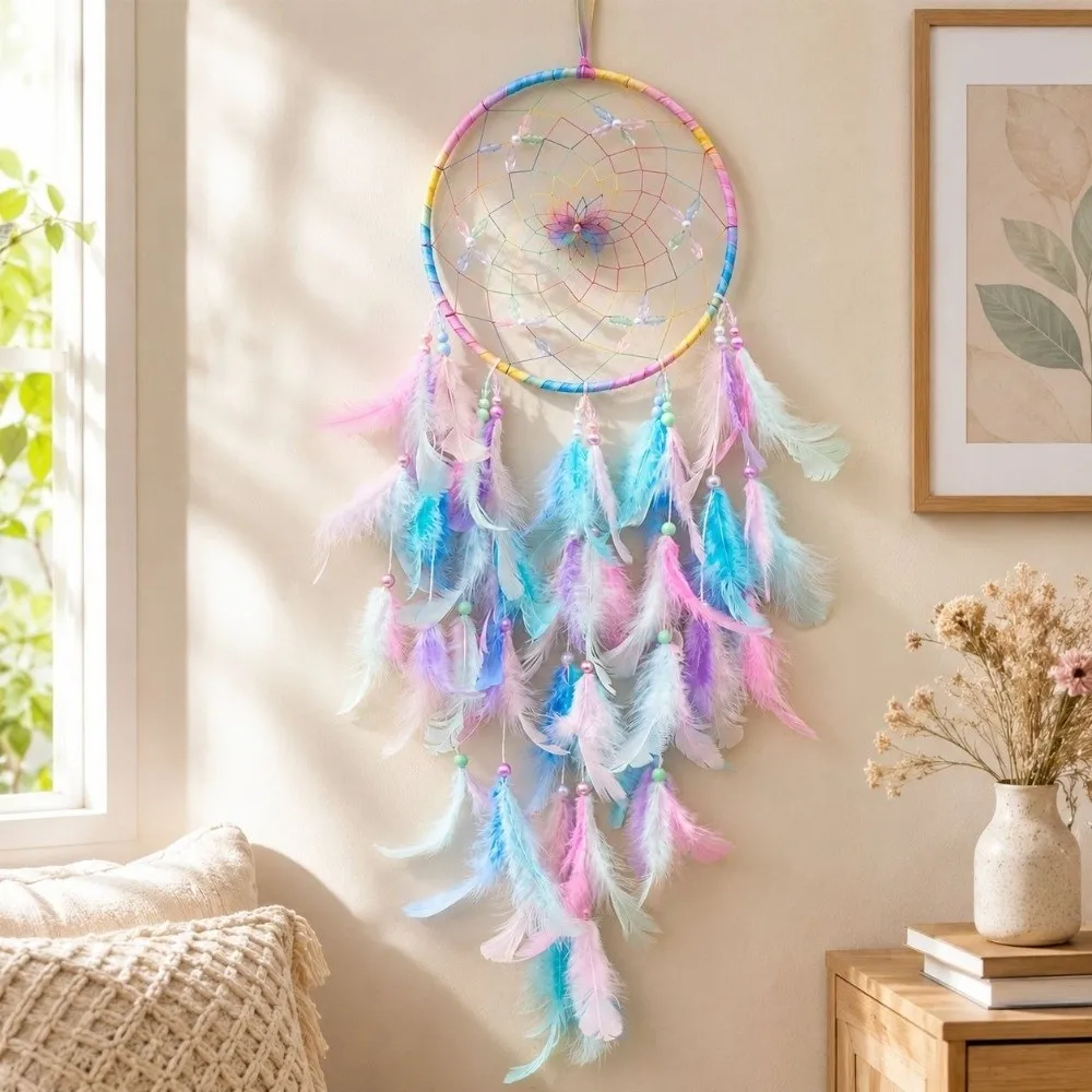 Handmade Butterfly Dream Catcher Wall Hanging Oranments Creative Gifts Butterfly Wind Chime Home Decoration Room Hanging Decor