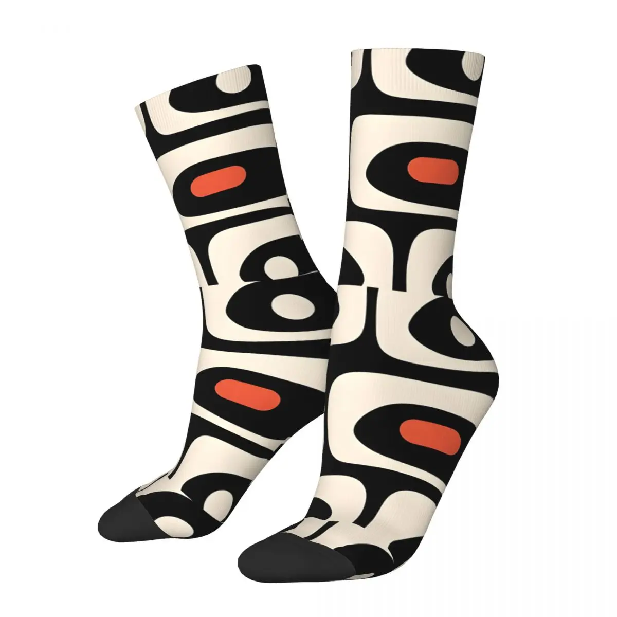 Retro Mid Century Modern Piquet Abstract Pattern Men's Socks Unisex Hip Hop Seamless Printed Funny Crew Sock Gift