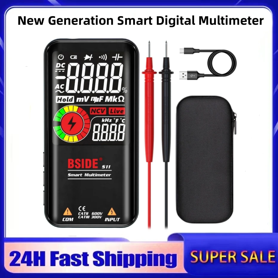 BSIDE S11 S10 Digital Multimeter Electrical Tester USB Charging T-RMS DC AC Voltage Capacitor Ohm Hz NCV Professional Multimeter