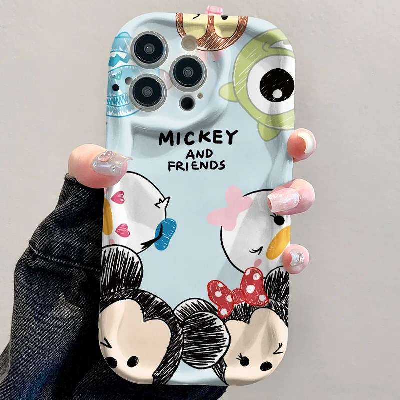 Disney Mickey Mouse Pooh Bear Case for iPhone 15 14 11 Pro Max 13 12 Mini XR XS X 8 7 6 6S Plus SE 2020 Shockproof White Cover