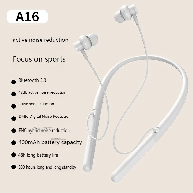 

ANC Noise Reduction Sports Earphones ANC+ENC Noise Reduction Hanging neck Waterproof Wireless Bluetooth Headphone With 4G Memory