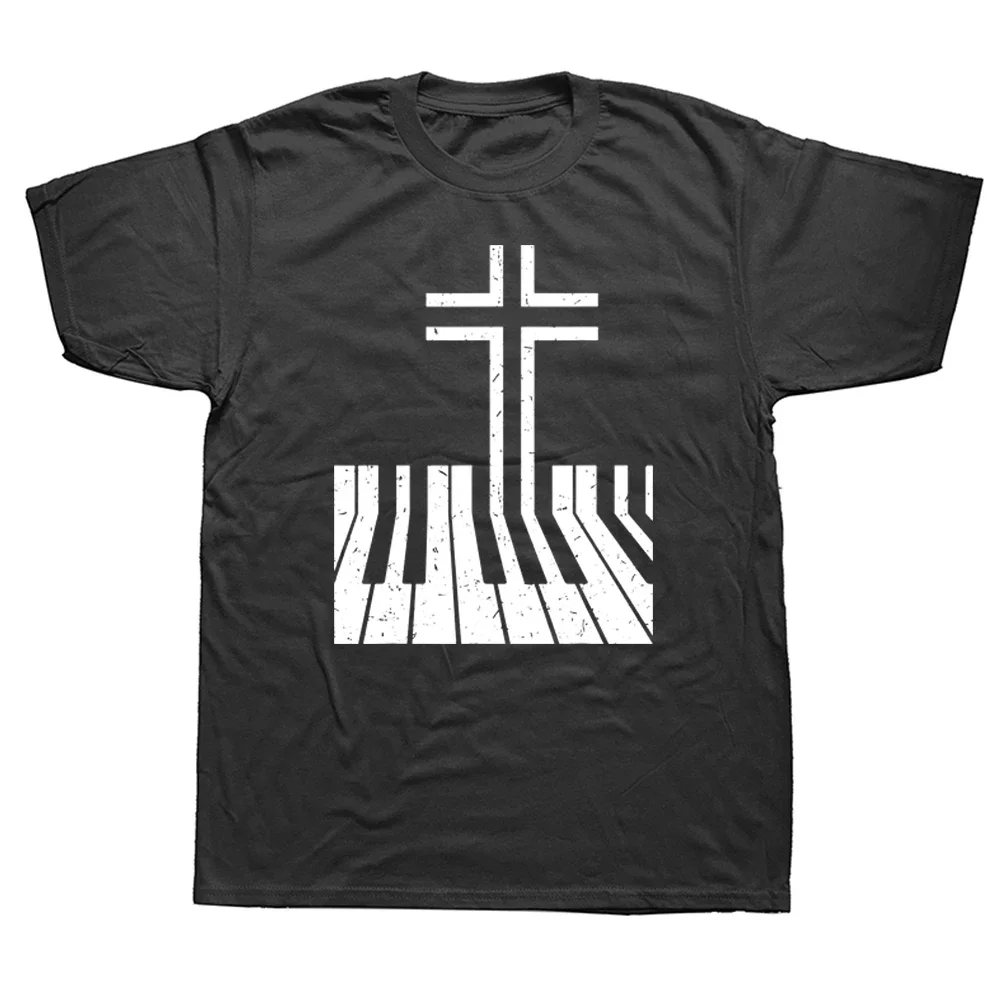 Christian Piano Player Gift Design Piano Teacher Keyboard T Shirts Graphic Short Sleeve Musician Music Instructor T-shirtF