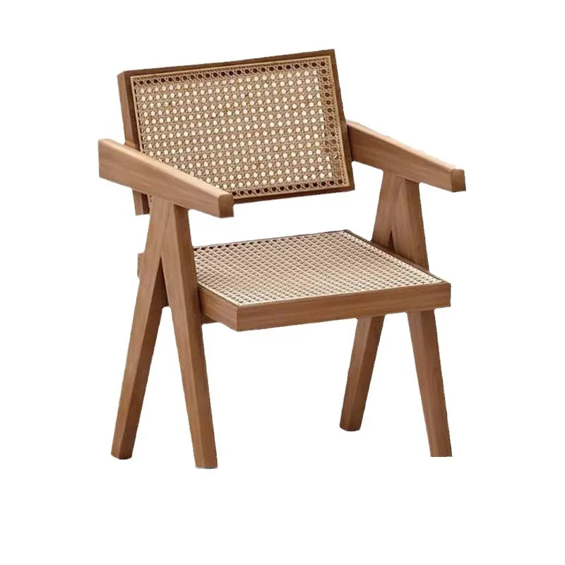 Nordic madeira maciça rattan assento de jantar casa varanda relaxamento cadeira jardim natural verdadeiro netizen albergue chandigarh cadeira ao ar