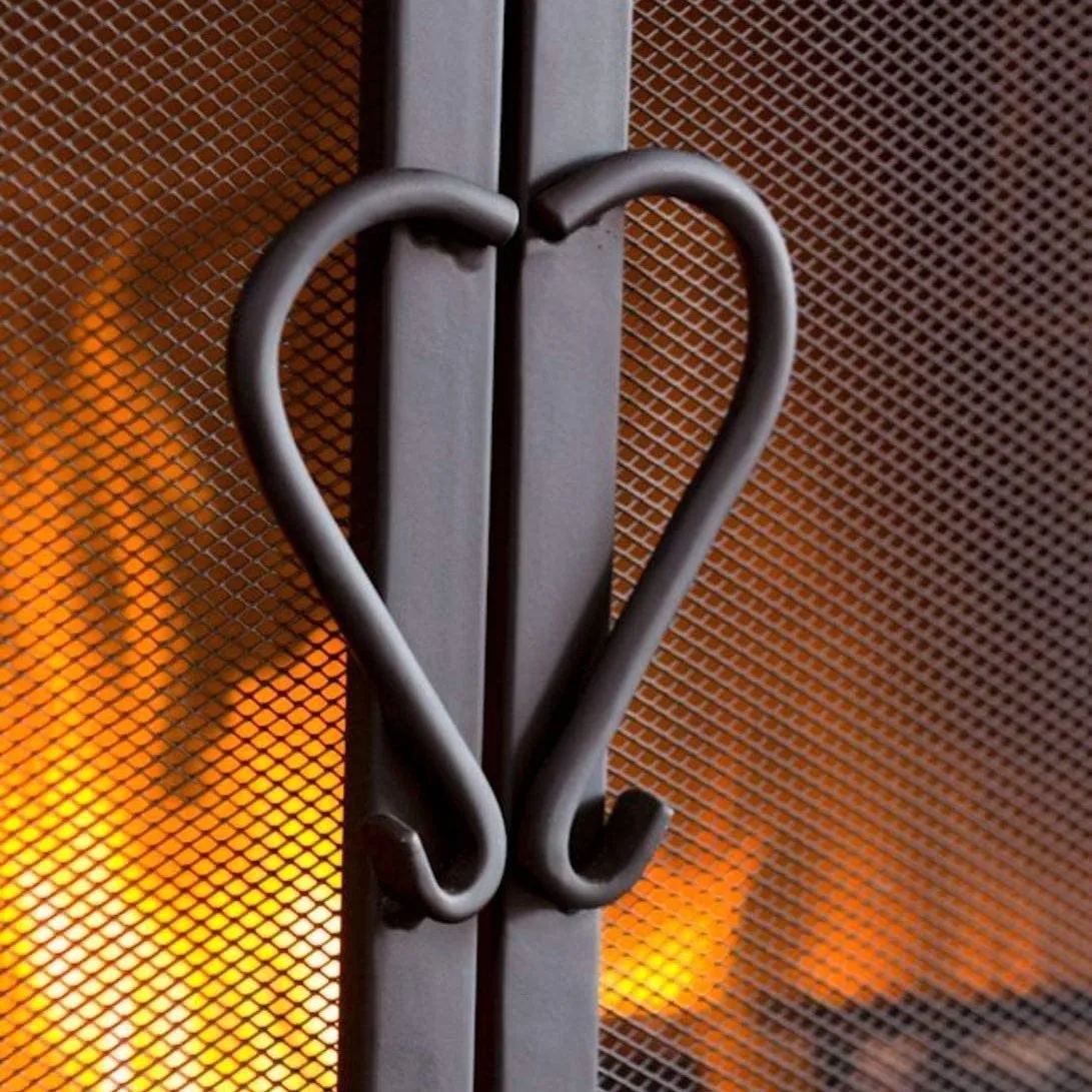 Image 6: Écran de cheminée en métal rétro en fer forgé transfrontalier, chauffage de salon avec double porte en maille