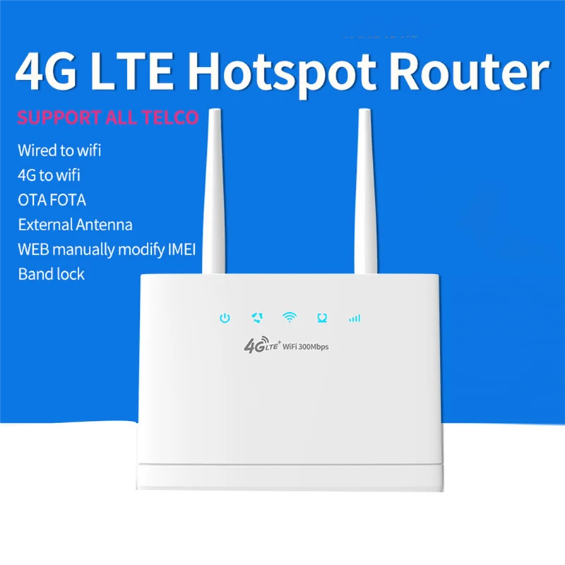 4G LTE موزع إنترنت واي فاي بطاقة SIM 300Mbps راوتر واي فاي لاسلكي نقطة اتصال منزلية دعم 4G إلى منفذ LAN 16 مستخدم واي فاي-ABVP