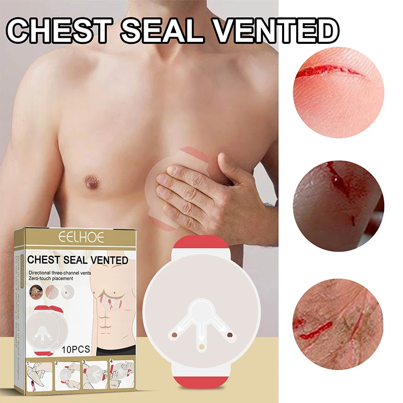 6Pcs Emergency Trauma Sticker Chest Seal Medical Chest Seal ventilato Patch di pronto soccorso medicazione per ferite strumento di sopravvivenza di sicurezza all'aperto