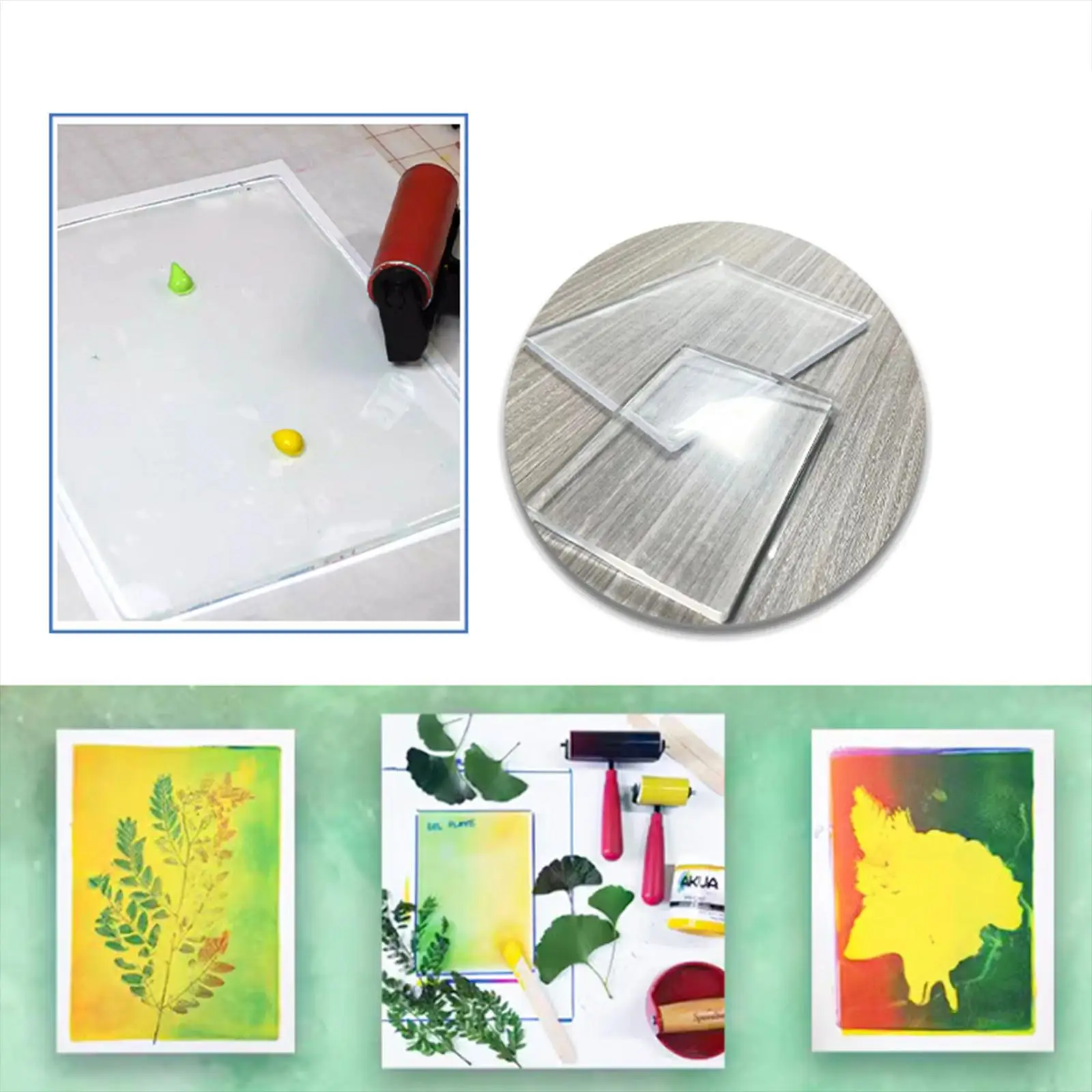 Reusable Gel Press Plate for Prints Transparent Painting Tool for Journaling Scrapbooking Arts Crafts