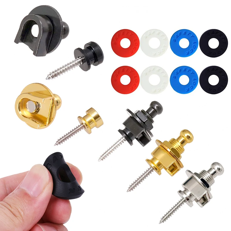 5PCS Guitar Gadget Guitar Strap Lock Button with Silicone Washers Guitar Ukulele Anti Slip Strap Music Lovers Practical Gift ZYF