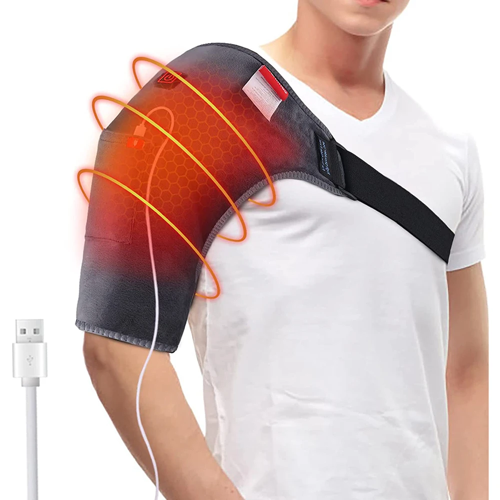 

USB Heated Shoulder Brace Support Wrap For Arthritis Joint Injury Pain Relief Shoulder Heating Pads For Upper Arm Muscle Relief