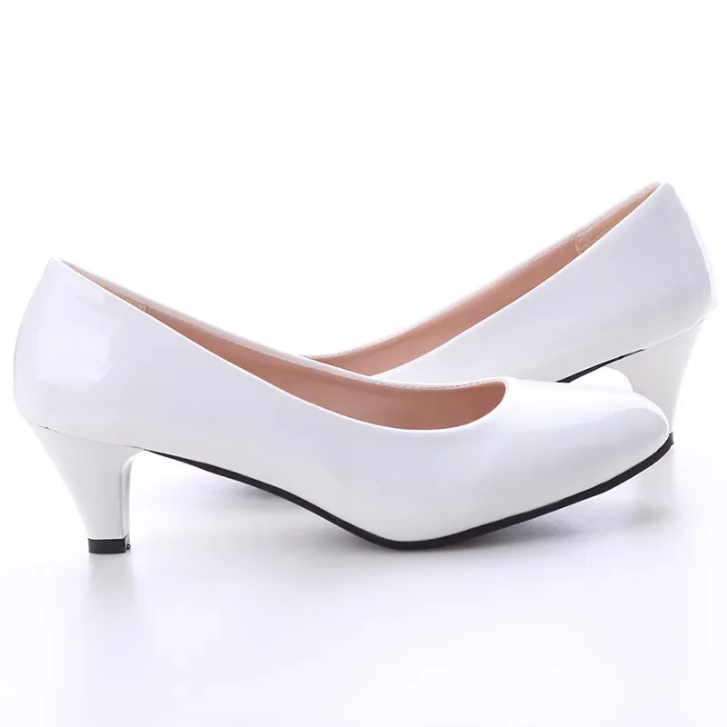 

Shoes Ladies Pumps Medium Heel Nude Sexy High Heels Weeding Shoes Women Office Work White Pumps Party Shoes
