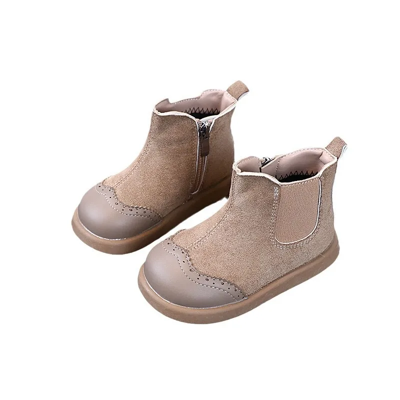 Versatile Western style Korean version children's 2024 winter new soft soled short boots princess boots fashionable short tube