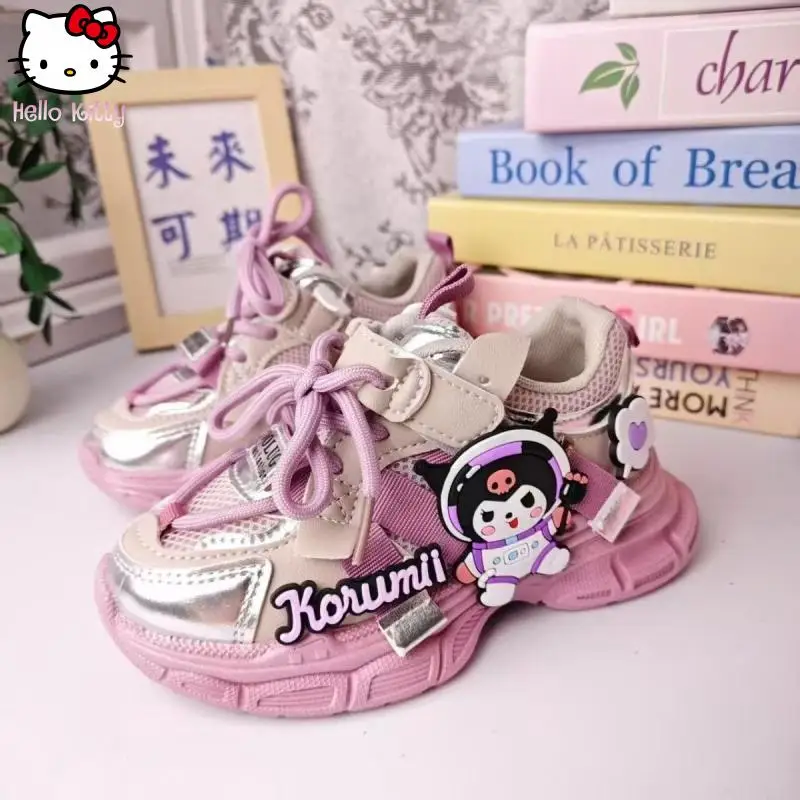 Hello Kitty niñas Anime nuevo papá zapatos Sanrio Kuromi dibujos animados Kawaii moda comodidad zapatos deportivos niño Casual deportes zapatos para correr