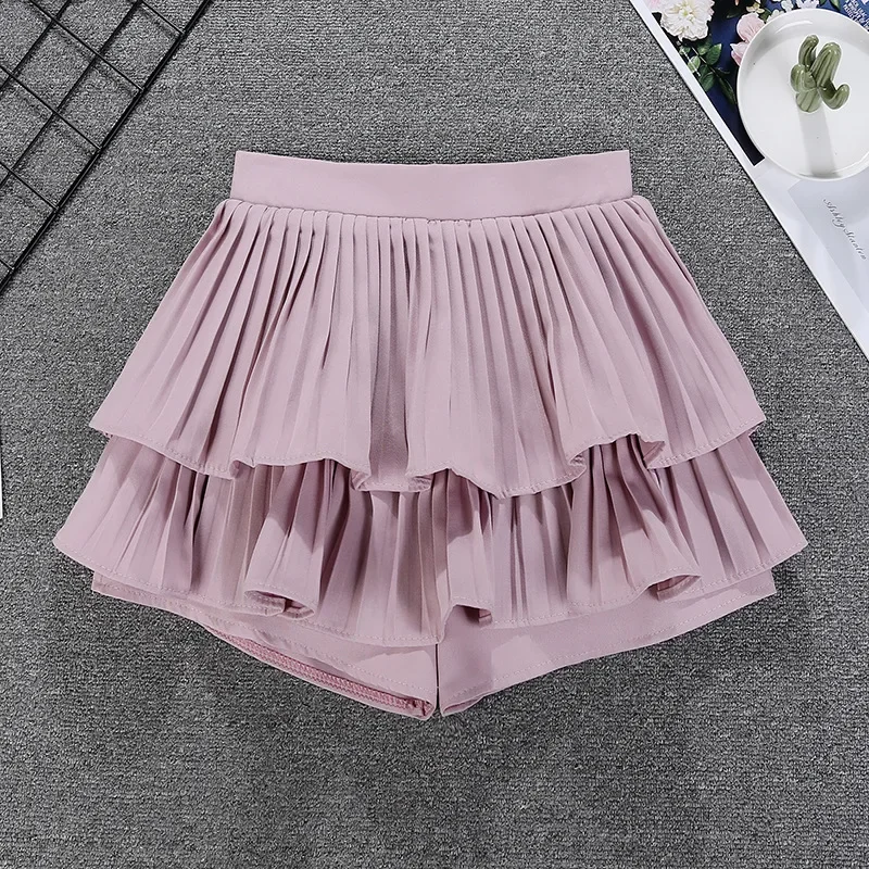 Sweet Kawaii Tiered Ruffled Mini Skirt High Waist Layer Flowy Chiffon Short Skirt Summer Spring Women Soft-Girl Fairycore Outfit