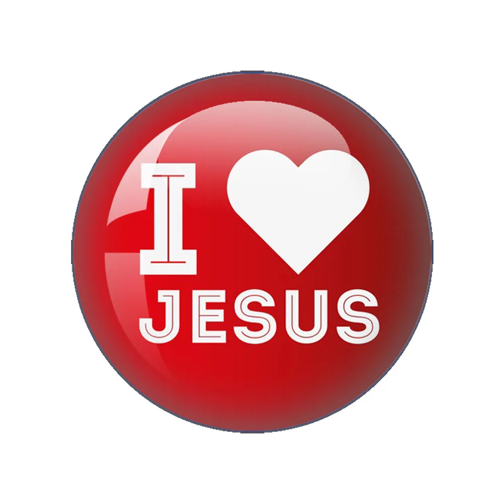 I Love Jesus Symbol Pattern Glass Cabochon 12mm-40mm Round Photo Glass Cabochon Demo Flat Back Making risultati