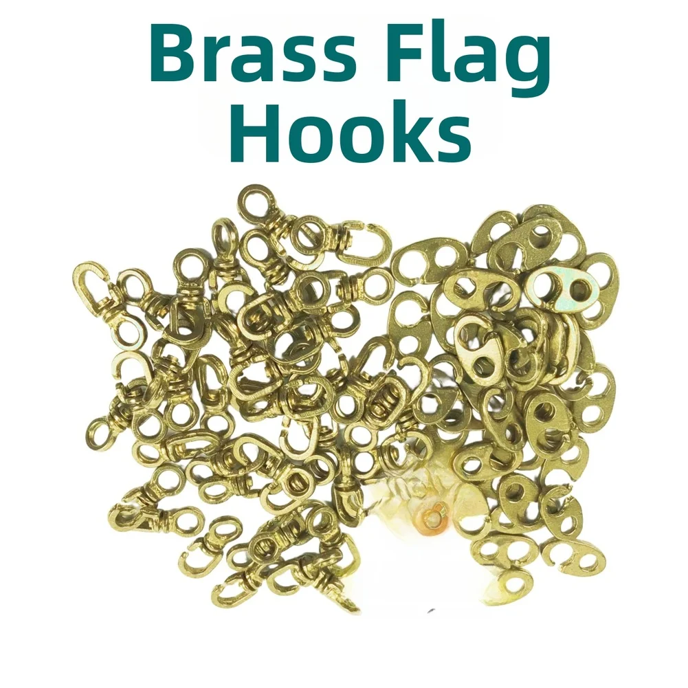 Brass For Signal Flag Hook Set 4pcs 4cm Marine Use for Boats Ships with Rotating Shaft Upper Hook and Solid Base