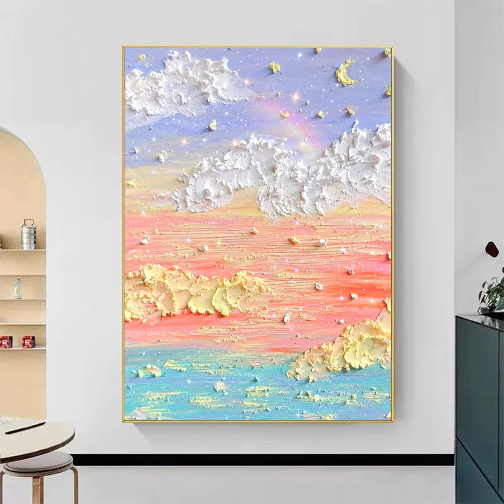 1pc Colorful Sky Texture Drawing Core Furniture Decoration Painting with Surface Texture Raised