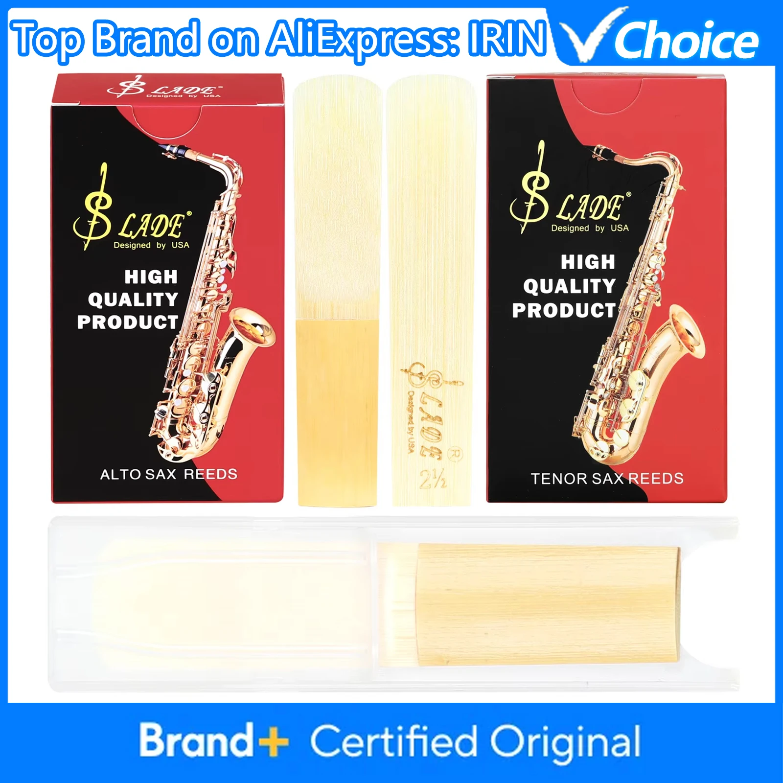 SLADE Saxophonblätter 2.5 für Alt- und Tenorsaxophon, 10er-Set, Holzblasinstrument-Zubehörteile, Premium-Rohrblätter