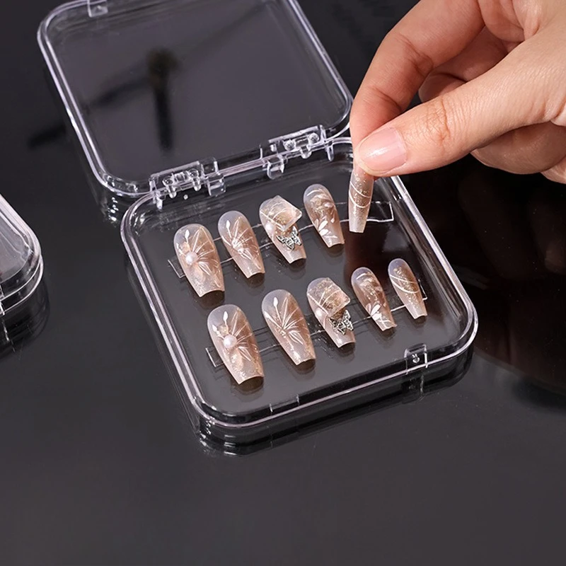 

Wearing False Nails for Storage Transparent Storage Box for Nail Jewelry. Glass Bead String, Jade, and Stationery Storage Box