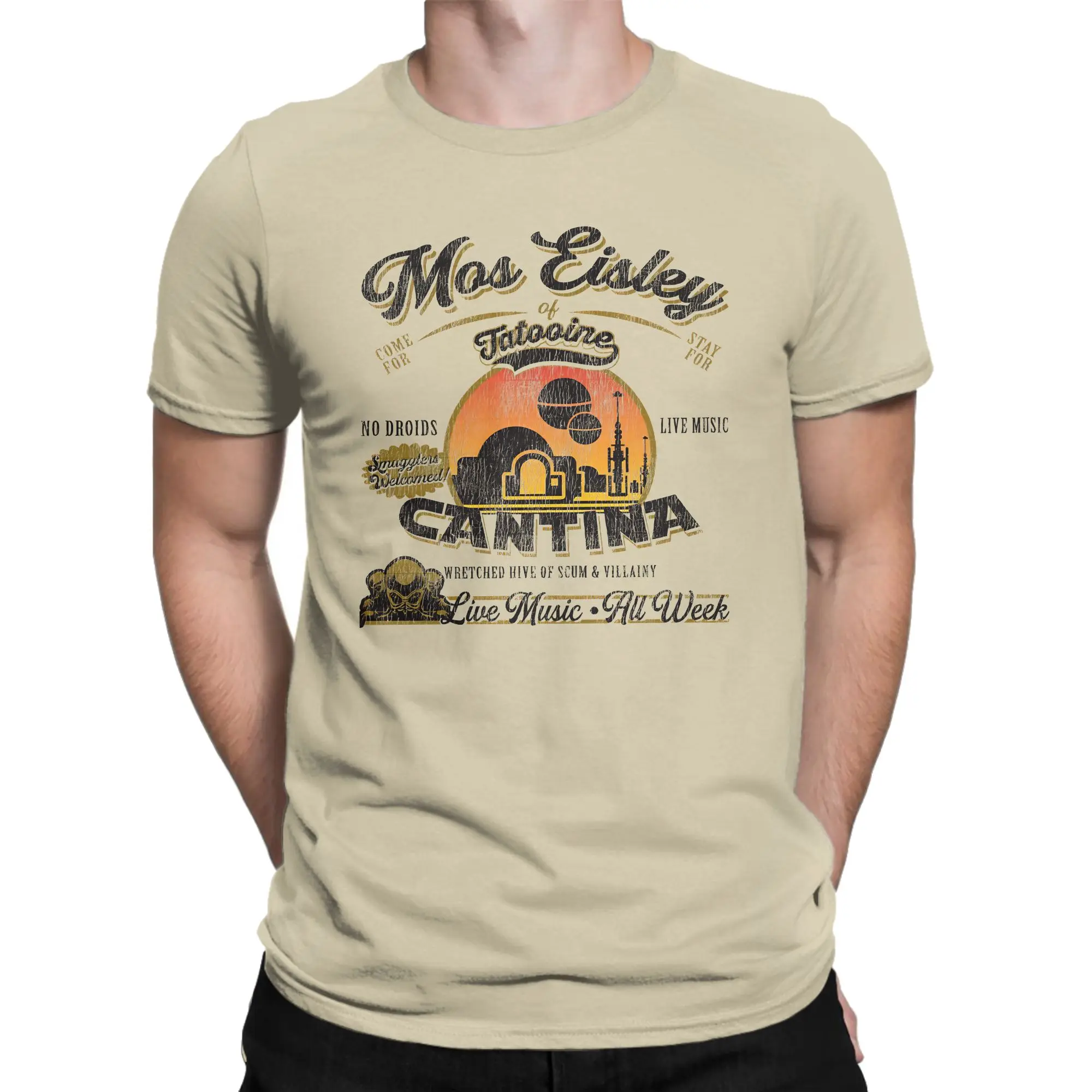 Mos Eisley Cantina Tatooine Lts Worn Out  T-Shirt Beach Stars Treks T-Shirts Men Cotton Breathable Plus Size Clothes Tshirt