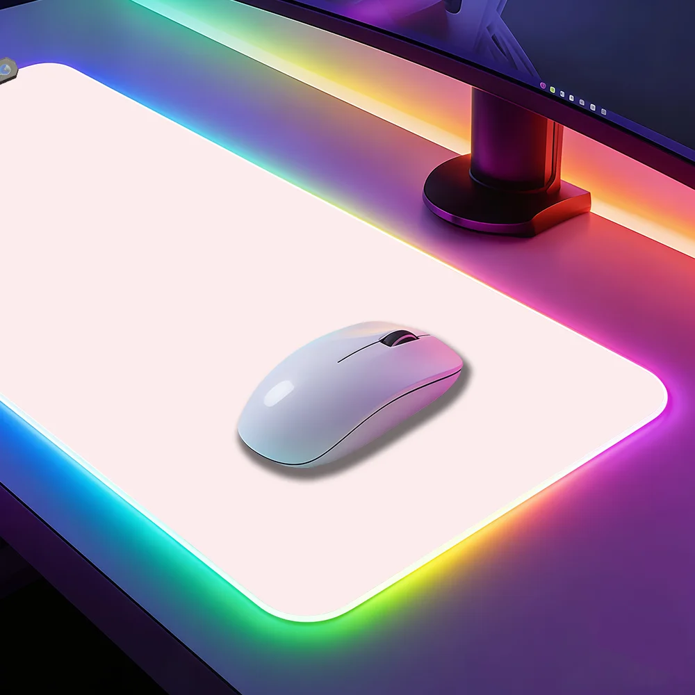 Pink Green Purple Large Solid Minimalist Mouse Pad Gaming LED Table Pads Micro USB Backlit Rubber RGB Desk Mats Desktop XXL