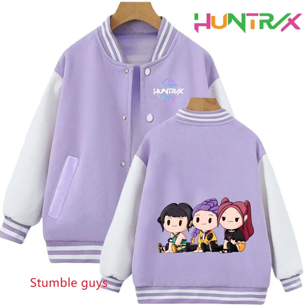 

New boy's sports shirt with cartoon print Kawaii 3-12 year old girl casual top - K-pop Demon Hunters children's baseball outfit