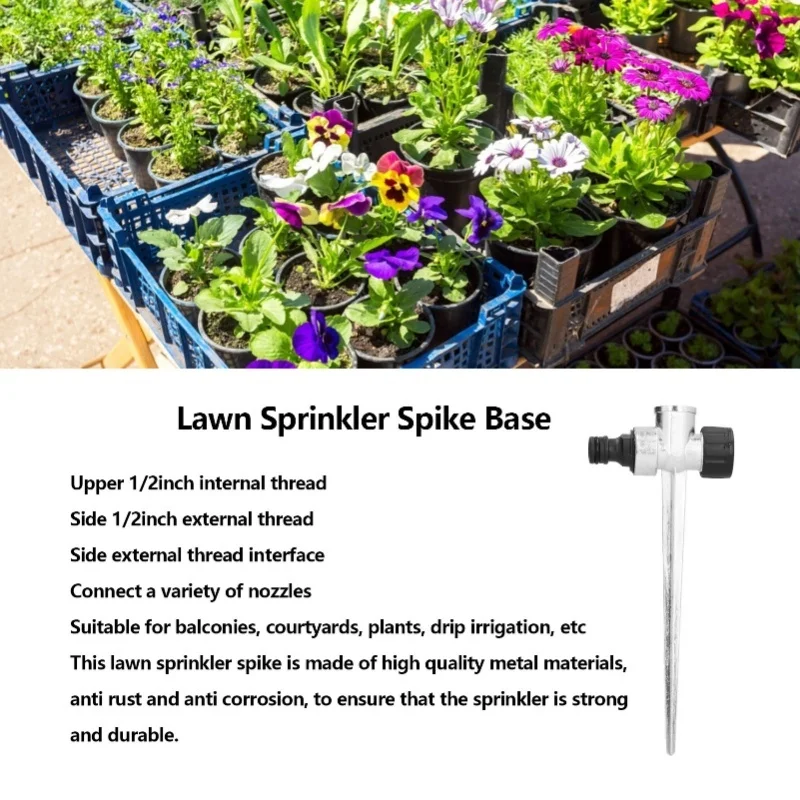 Lawn Sprinkler Spike 5PCS 1/2inch Female Thread Side External Thread Interface Metal Lawn Watering Sprinkler Connector