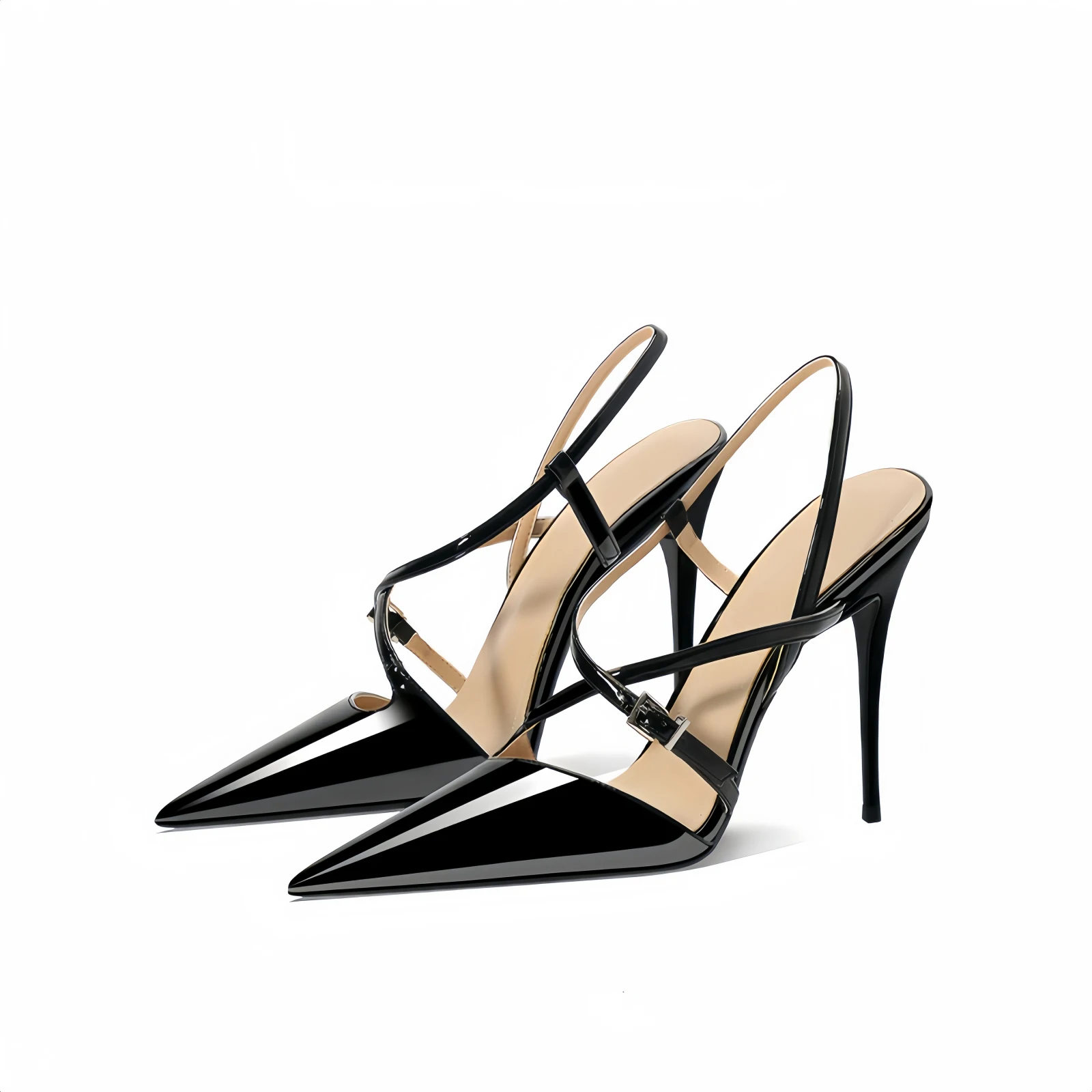 

French Baotou Sandals New Summer Match Skirt Strap Black Fashionable Pointed Comfortable High Heels