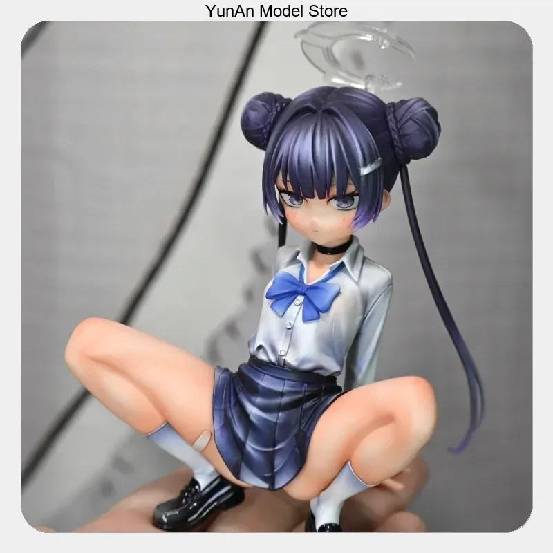 13cm Blue Archive Kisaki Ryuge Squatting Pose JK Anime Figure Model Statue Collection Desktop Decoration Ornament Toys Gifts