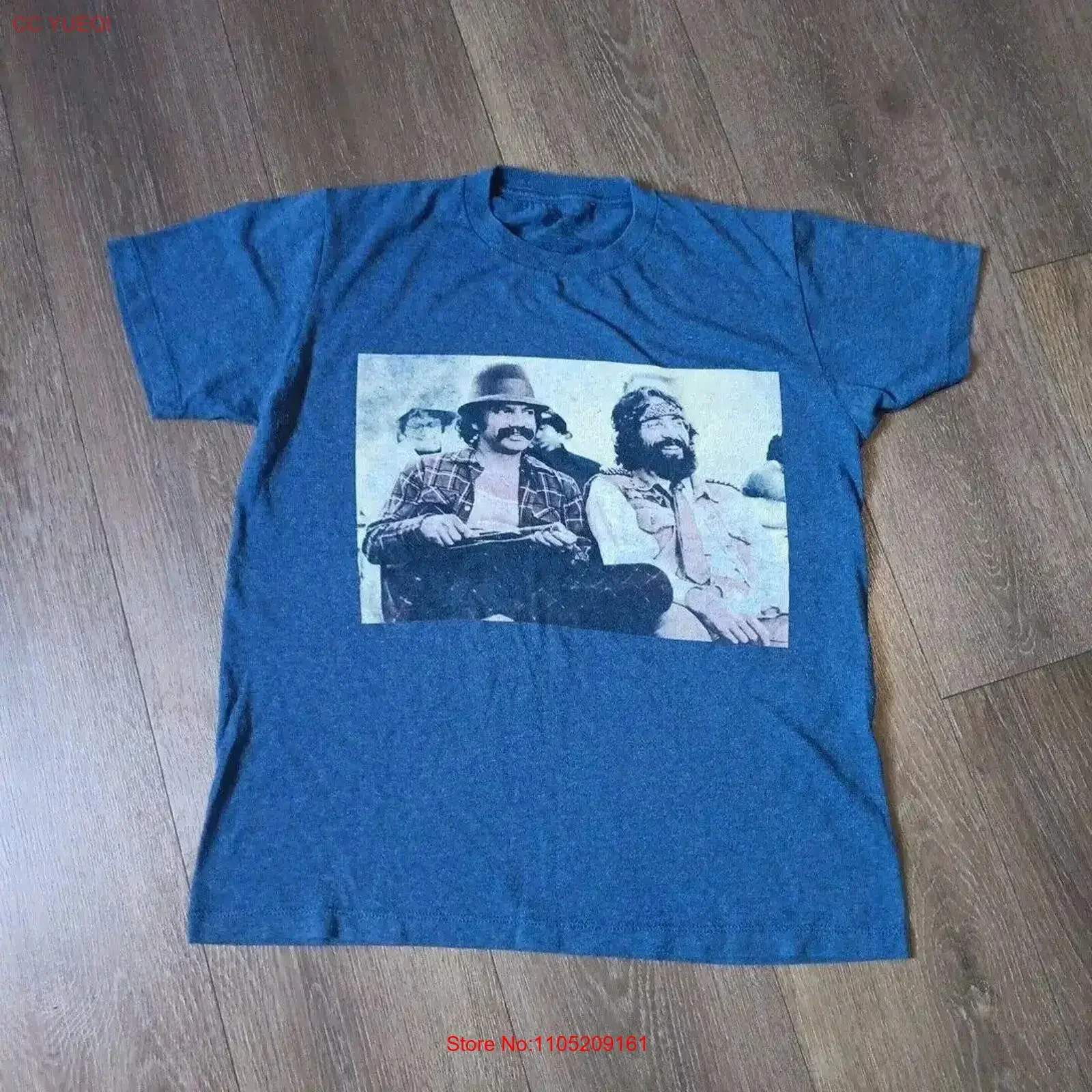 Cheech and Chong Hispanic Comedy Duo Movie Set Photo T Shirt SMALL Blue vintage Washed Stylish homme Comfortable Casual