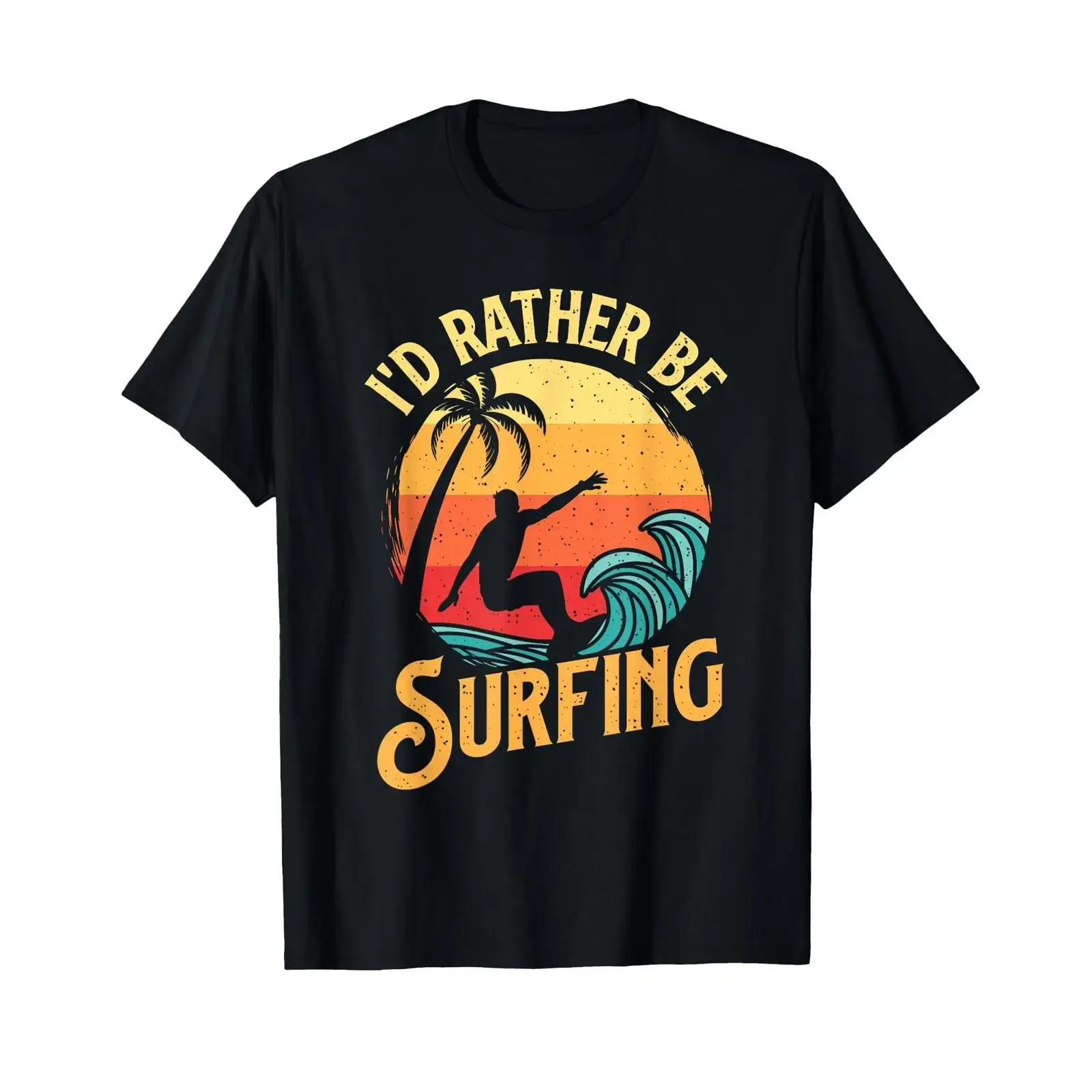 Ich würde lieber am Strand surfen. Surfbrett-T-Shirt, Vintage-Look, lässig, bequem, für Herren, weiches Material, ideal für den täglichen Gebrauch.