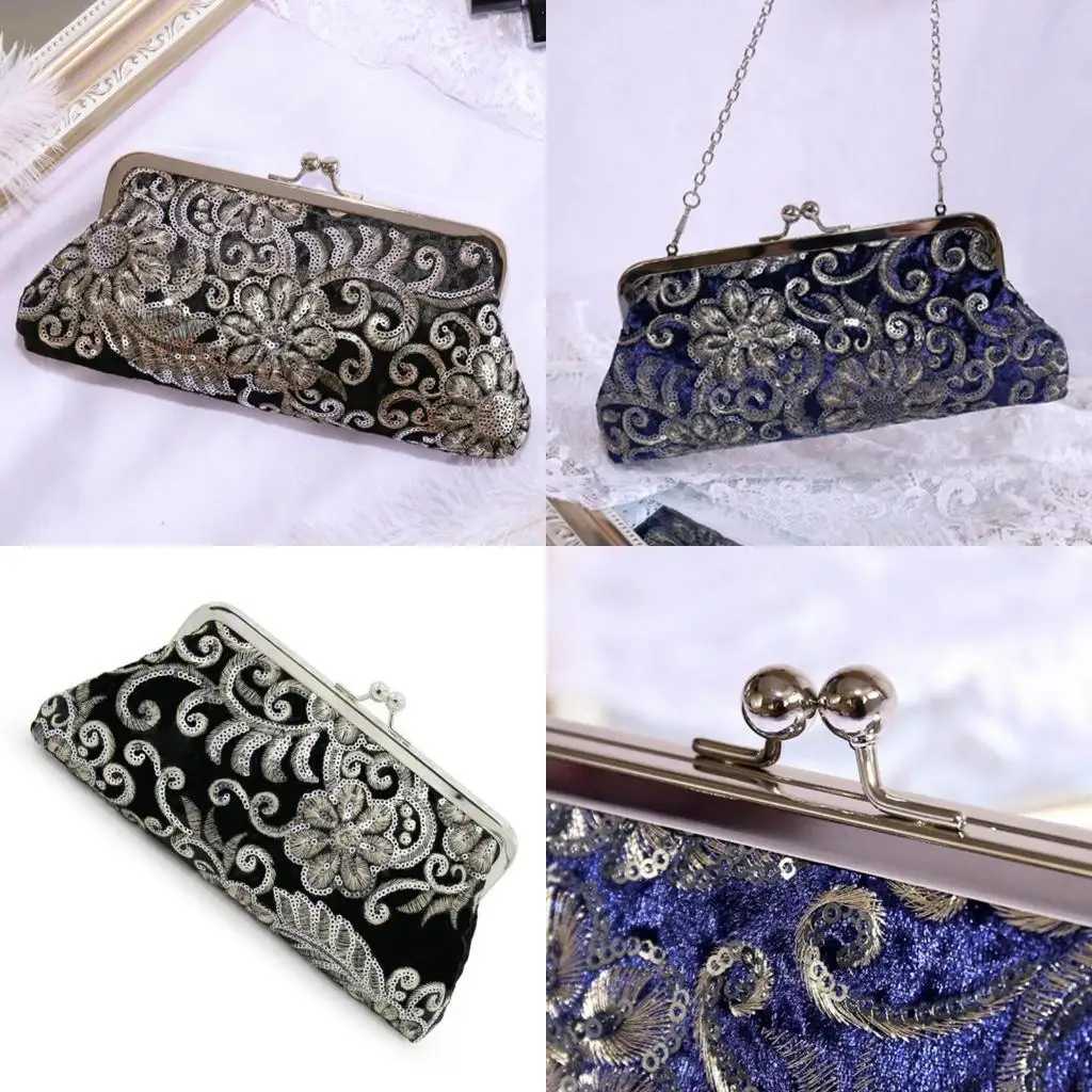 

X90D Стильный черный вечерний кошелек с бусинами Сумка через плечо с цепочкой для снятия Подходит для вечеринок