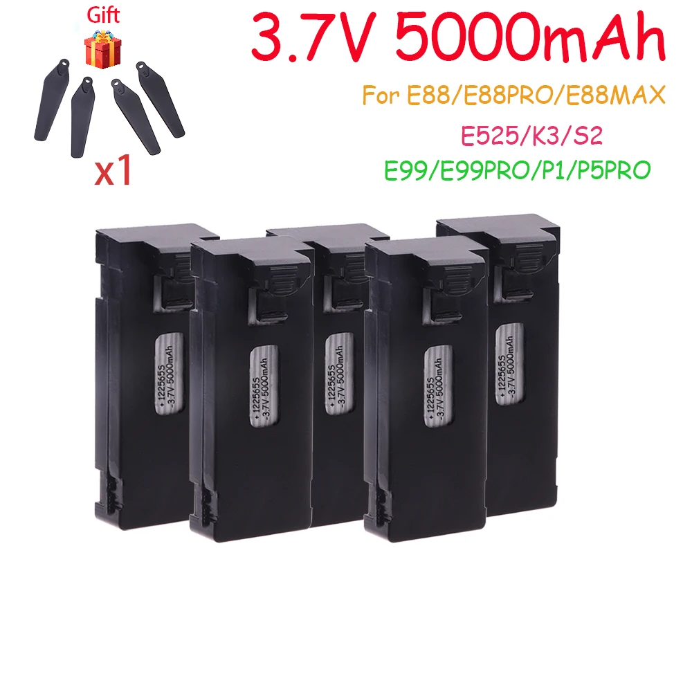 3.7V 5000mAh Rechargeable Li-ion Battery For RC Drone E88 E88PRO E99 P1 K3 P10 A13 S98 E525 RC Quadcopter Parts Battery 1-10pcs